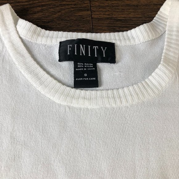 Finity Womens White Sleeveless Top Rayon/Nylon - Picture 2 of 5